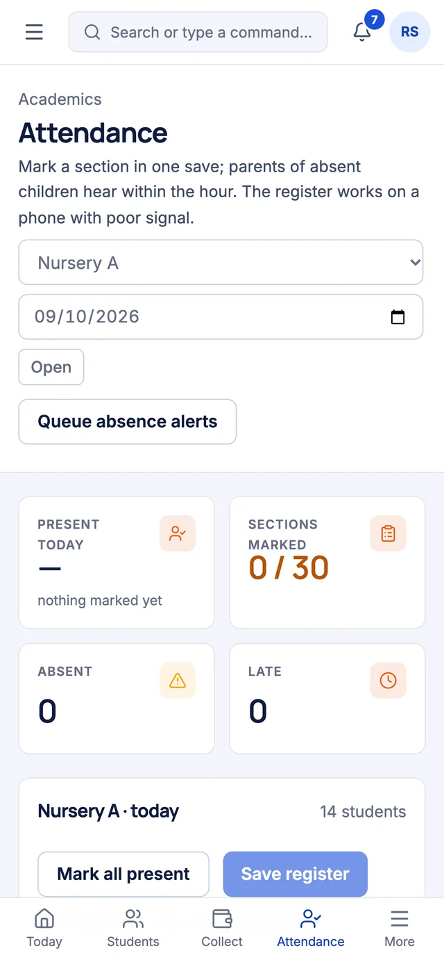 Attendance on a faculty member's phone